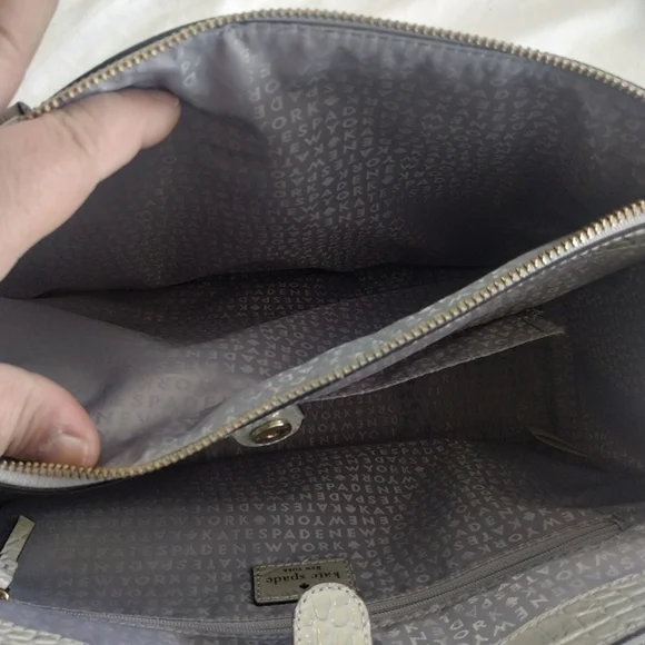 Kate Spade Gray Crocodile-Embossed Shoulder Bag - Picture 6 of 14